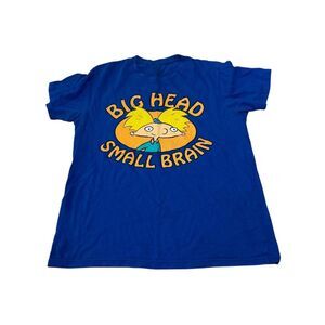 Blue vintage Nickelodeon 'Hey‎ Arnold' Big Head Small Brain graphic tee   Size M